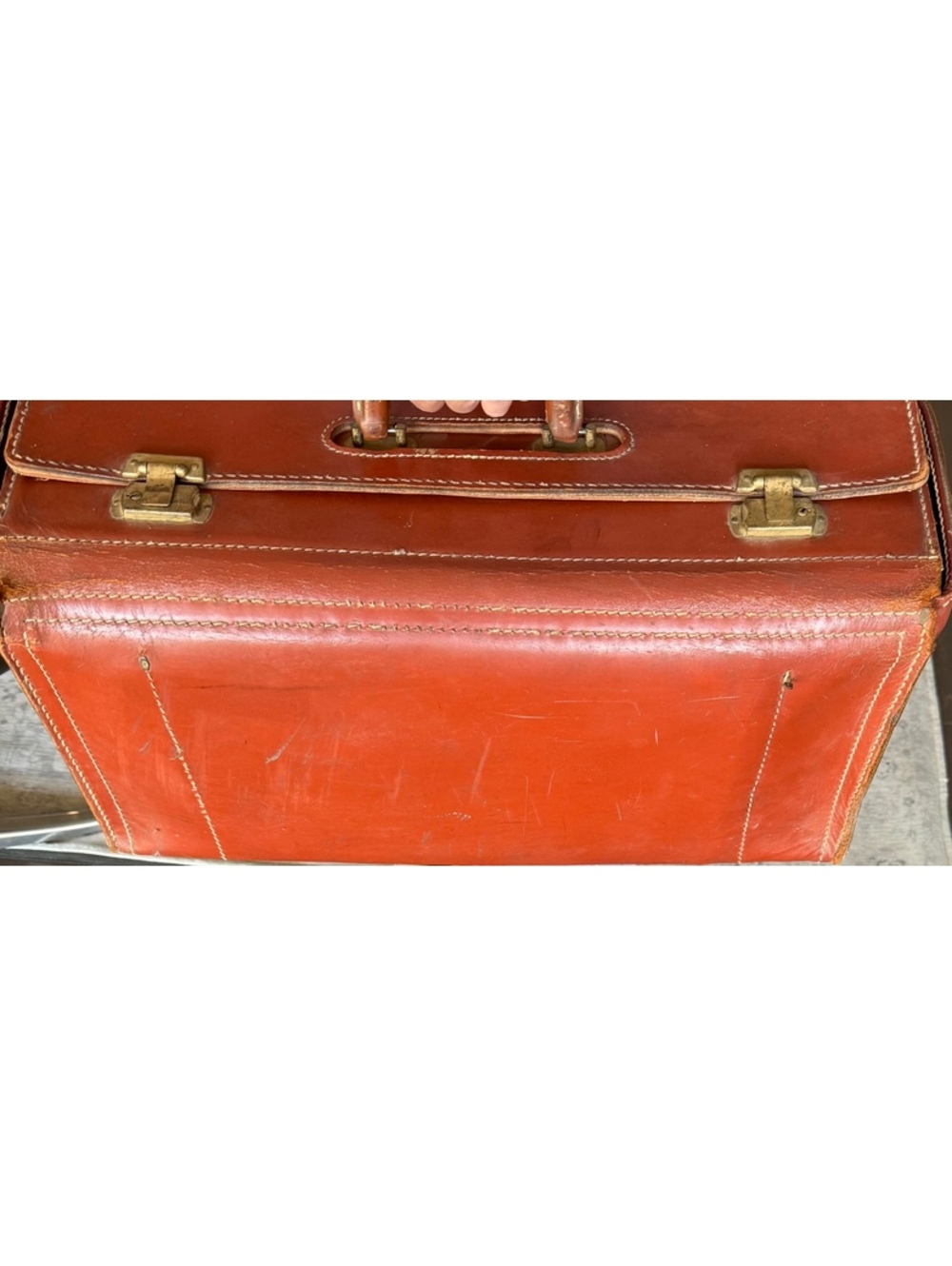 Antique Leather Doctor Medical Bag Brass Hardware Vintage